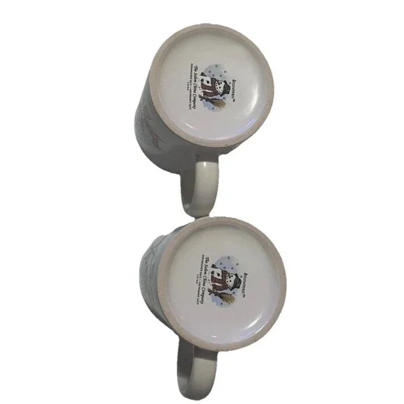 Set of  Two Vintage  Snowman by Salem China Christmas Holiday Red trim Mugs - Picture 11 of 15